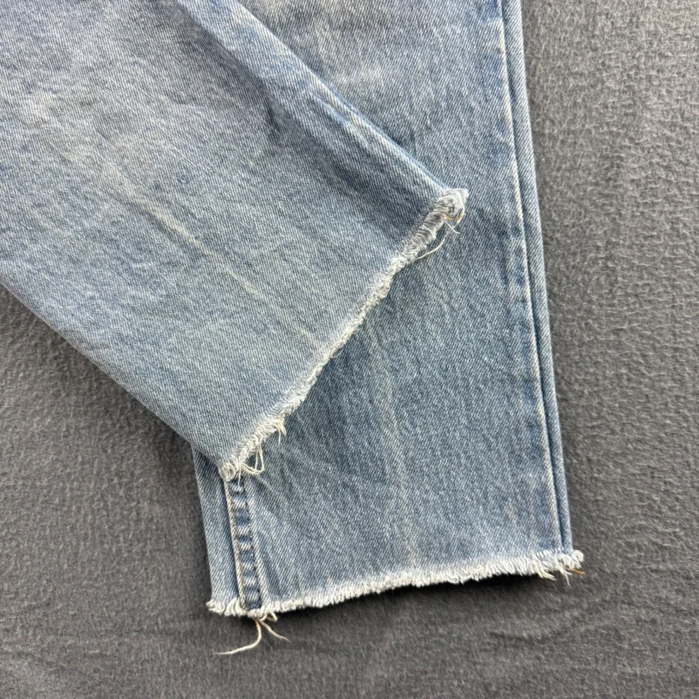 Vintage Levis Jeans Mens 32x25 Blue Orange Tab 70s 80s YKK Zipper Raw Hem Thrash
